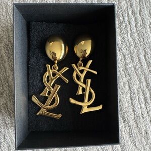 EXTREMELY RARE 100% AUTHENTIC Yves Saint Laurent Massive YSL drop earrings